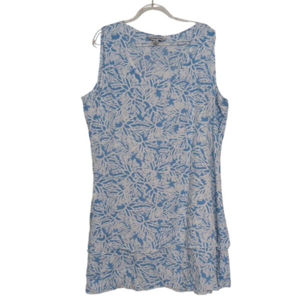 La Mer Luxe Dress Womens Size XL Blue Sleeveless Lightweight Beach Rayon Casual